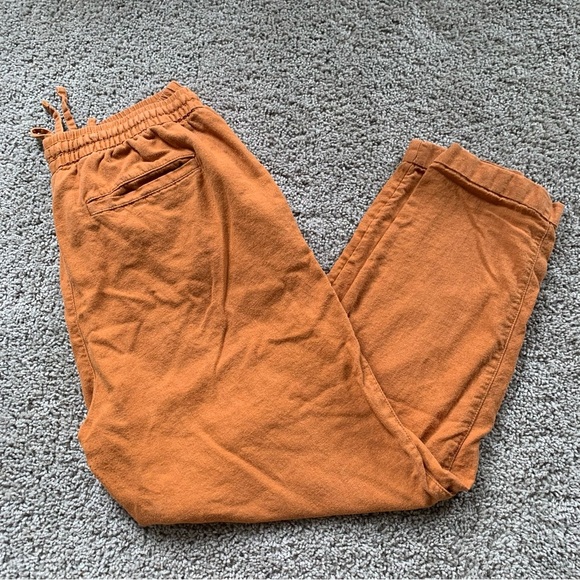 Old Navy Linen Blend Straight Leg Cropped Pants Size Medium - Picture 1 of 8